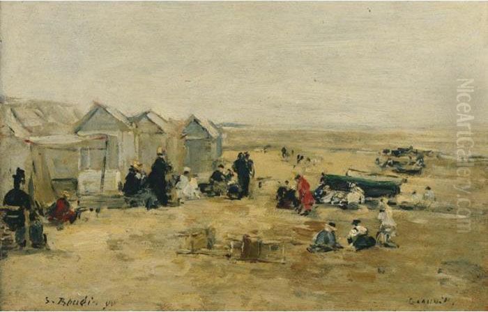 Deauville. Scene De Plage Oil Painting by Eugene Boudin