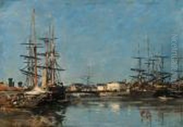 Trouville, Le Port Oil Painting by Eugene Boudin