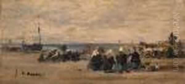 Pcheuses Berck Oil Painting by Eugene Boudin