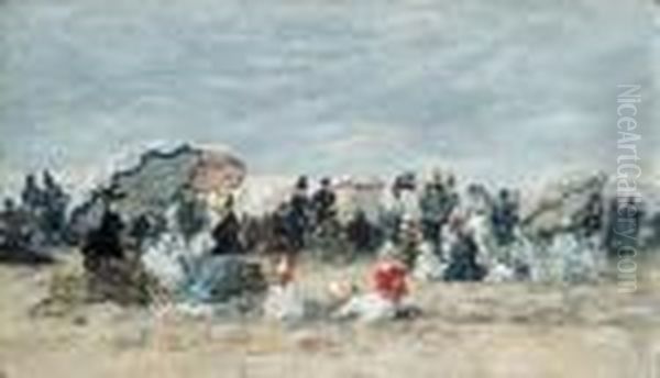 Trouville, Scne De Plage Oil Painting by Eugene Boudin