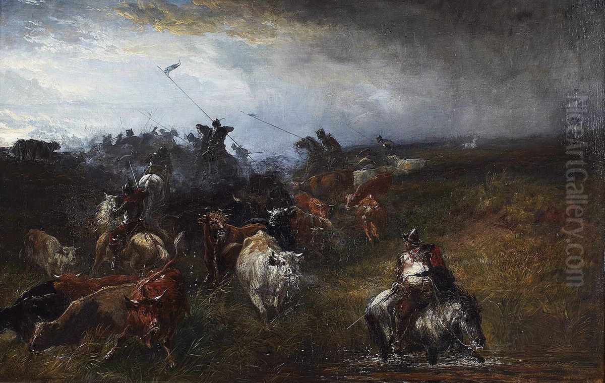 The Border Reivers Oil Painting by Samuel Bough