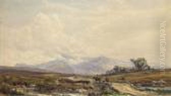 Figures On A Highland Track Oil Painting by Samuel Bough