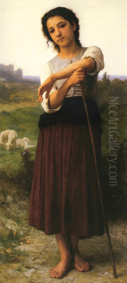 Jeune Bergere Debout Oil Painting by William-Adolphe Bouguereau