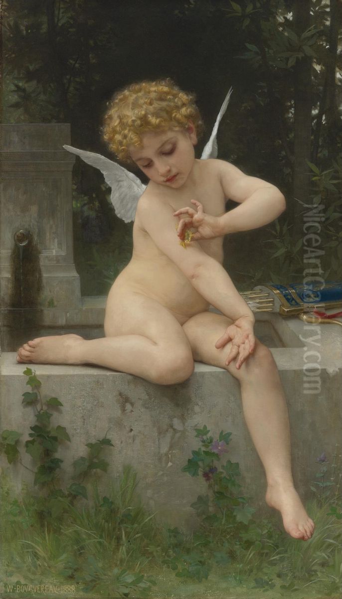 L'amour Au Papillon Oil Painting by William-Adolphe Bouguereau