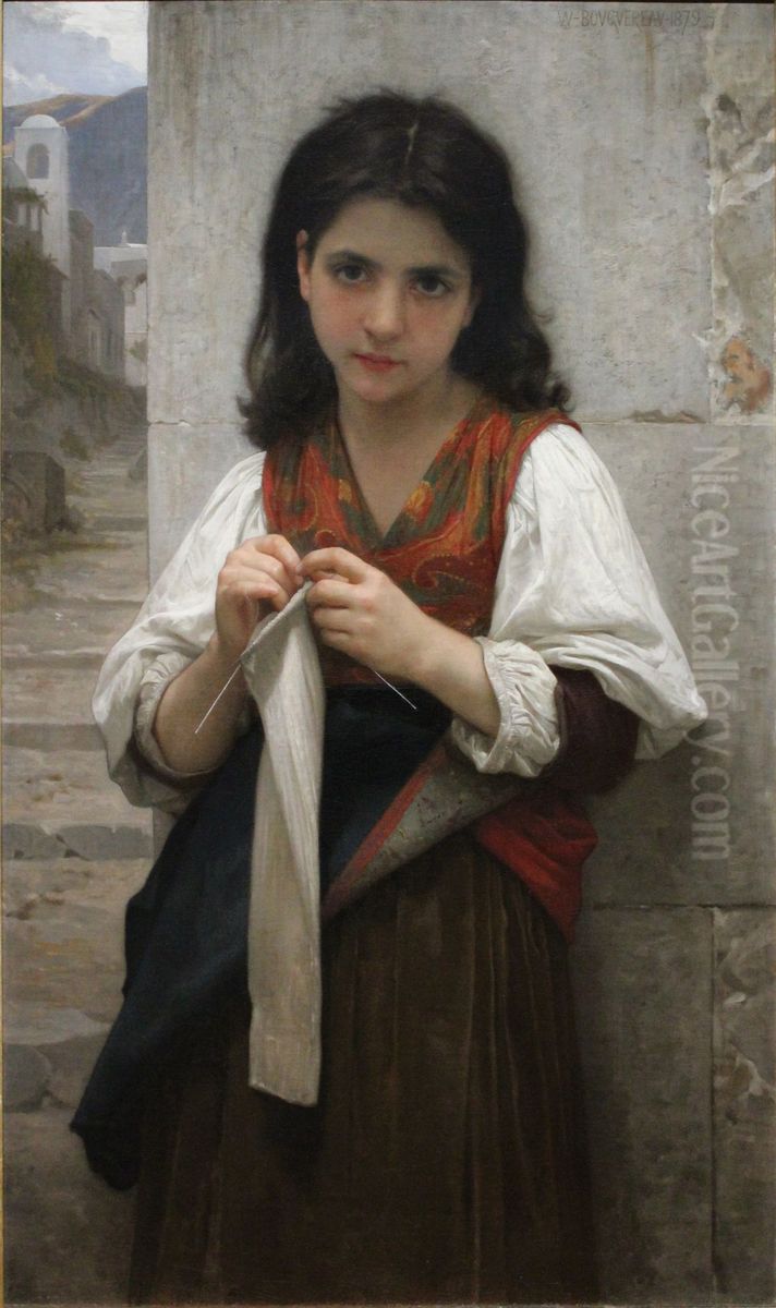 Tricoteuse Oil Painting by William-Adolphe Bouguereau