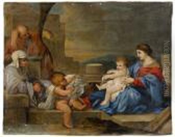 Heliga Familjen Oil Painting by Sebastian Bourdon