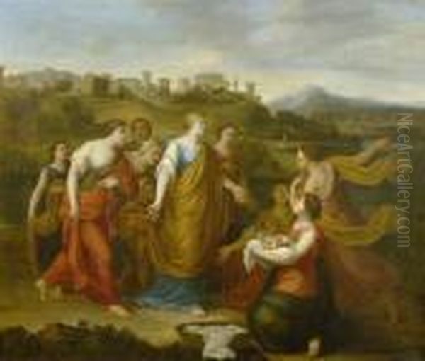 The Finding Of The Infant Moses Oil Painting by Sebastian Bourdon