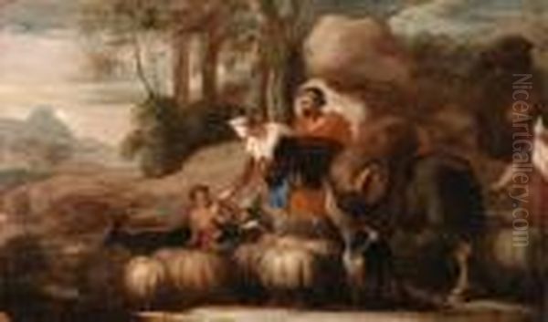 The Flight Into Egypt; And The Return To Canaan
Oil On Paper Laid Down On Panel Oil Painting by Sebastian Bourdon
