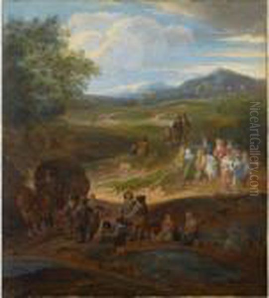 Other Properties
 

 
 
 

 
 A Landscape With Travellers And Two Horsemen On A Path, A Horse-drawn Wagon And Other Travellers To The Foreground Oil Painting by Peeter Bout