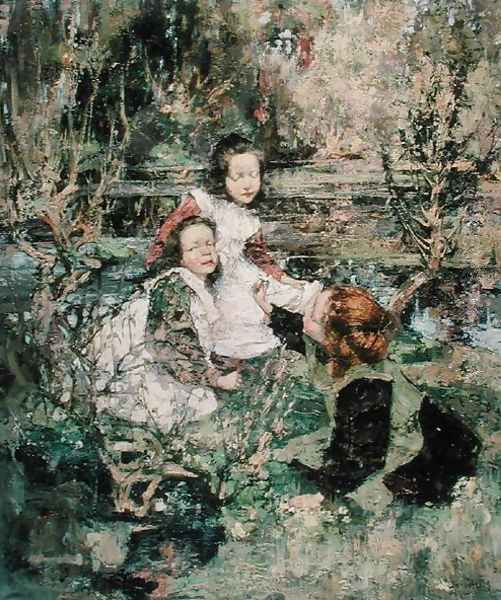 Gathering Primroses Oil Painting by Edward Atkinson Hornel
