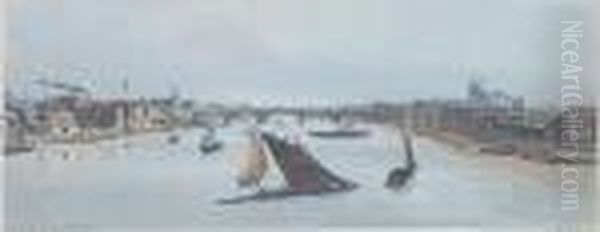 London Bridge From Southwark 
Bridge;westminster From Waterloo Bridge, Two Colour Lithographs, On 
Wovepaper Oil Painting by Thomas Shotter Boys