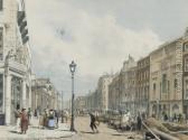 Piccadilly, Looking Towards The 
City; Westminster Abbey; Hyde Parkcorner; Hyde Park, Near Grosvenor 
Gate; Temple Bar From The Strand;entry To The Strand From Charing Cross;
 The Strand; And Buckinghampalace From St James's Park, From Original 
Views Oil Painting by Thomas Shotter Boys