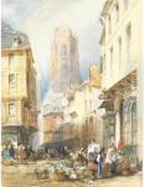Various Properties
 

 
 
 

 
 A Market Scene, Rouen, The Church Of St. Ouen Beyond Oil Painting by Thomas Shotter Boys