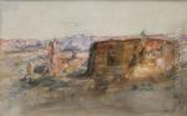 Cairo, Signed With A Monogram, Pencil Andwatercolour Oil Painting by Hercules Brabazon Brabazon