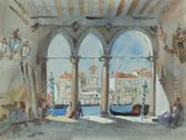 Entrance Hall Of The Ca' D'oro, Venice Oil Painting by Hercules Brabazon Brabazon