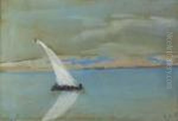 A Dhow On The Nile, Egypt Oil Painting by Hercules Brabazon Brabazon
