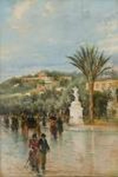 Passeggiata A Piazza Vittoria Oil Painting by Carlo Brancaccio