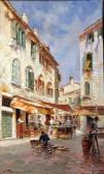 Mercatino Oil Painting by Carlo Brancaccio