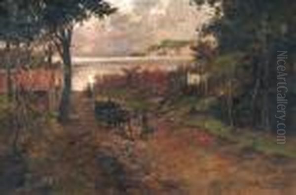 Paisaje Con Costa, Carro Y Campesinos
 Oleo Sobre Tela Oil Painting by Carlo Brancaccio