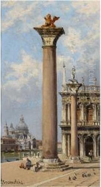 View Of The Columns Of San Marco And San Teodoro And Santa Mariadella Salute Oil Painting by Antonietta Brandeis
