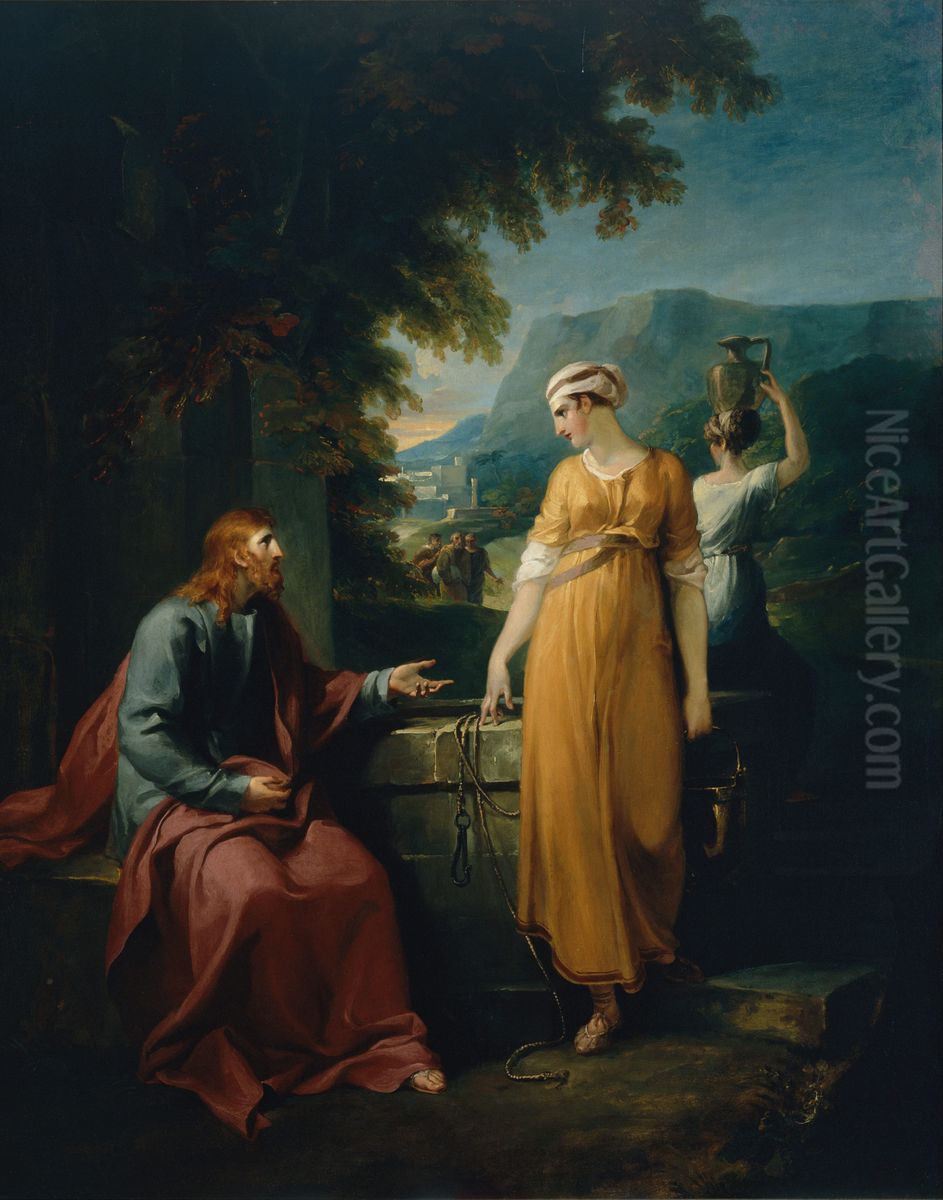 Christ and the woman of Samaria Oil Painting by William Hamilton
