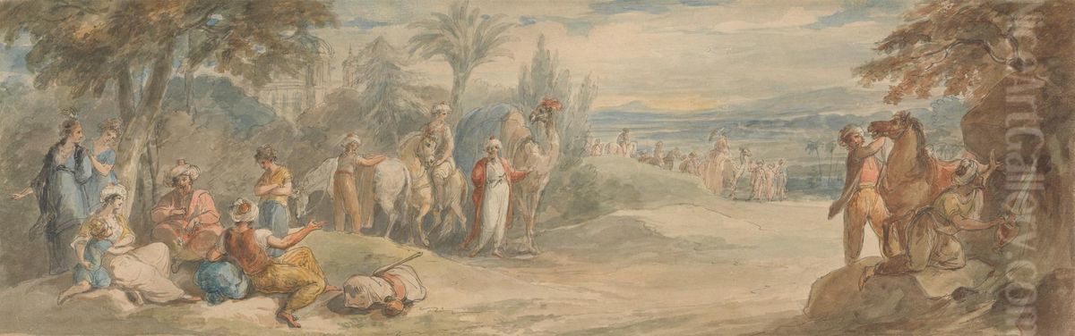 Travellers in Turkey Oil Painting by William Hamilton
