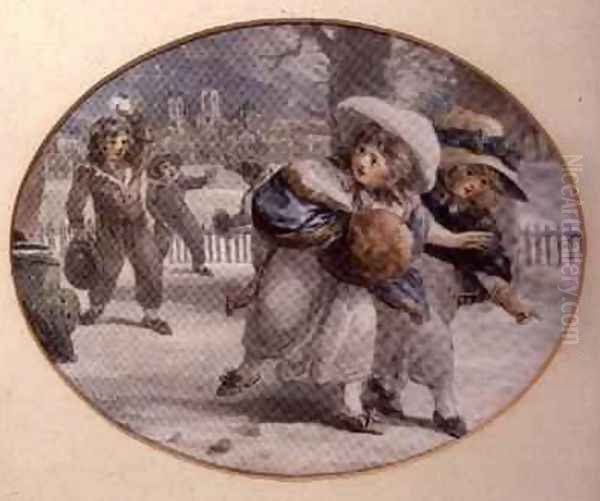 Snowballing Oil Painting by William Hamilton