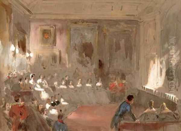 A theatrical performance in the Rubens Room, Windsor Castle Oil Painting by Louis Haghe