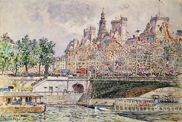 Place de lHotel de Ville Paris Oil Painting by Frederic-Anatole Houbron