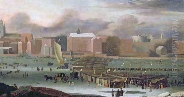 A Frost Fair on the Thames at Temple Stairs Oil Painting by Abraham Danielsz. Hondius