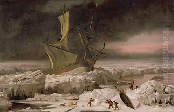 Arctic Adventure or A Ship in Distress off Greenland Oil Painting by Abraham Danielsz. Hondius