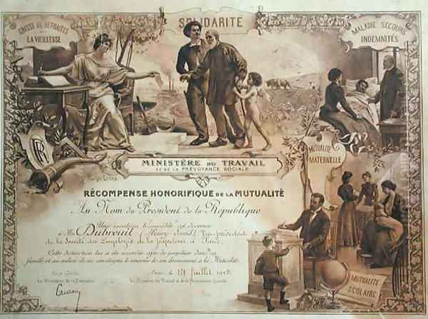 Honorary award given to Henry Dubreuil by the Ministere du Travail Oil Painting by Felix Hippolyte-Lucas