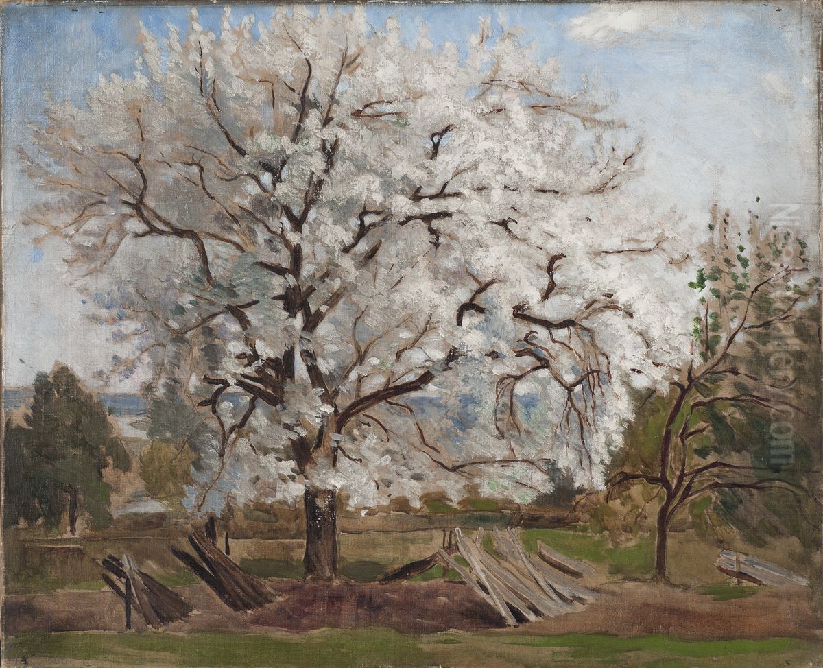 Apple Tree in Blossom Oil Painting by Carl Fredrik Hill