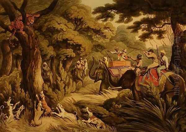 Shooting A Leopard Oil Painting by Samuel Howitt