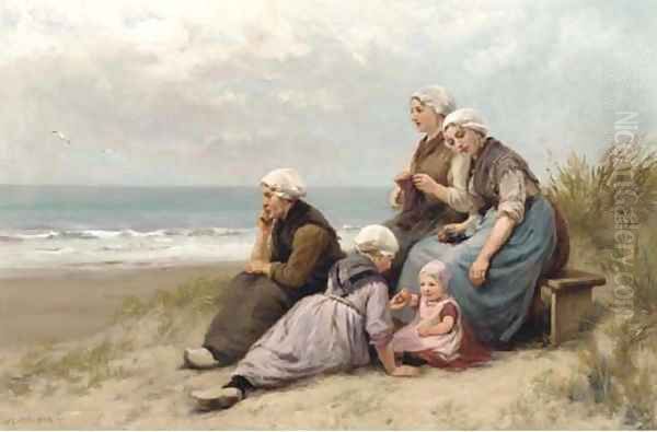 Waiting on the beach Oil Painting by Edith Hume