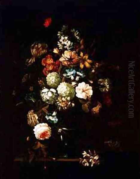 Still life with flowers in a glass vase Oil Painting by Pieter Hardime