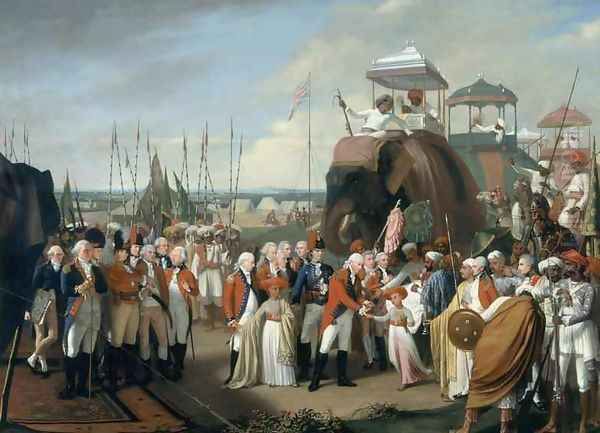 The reception of the Mysorean Hostage Princes by Lieutenant General Lord Cornwallis 1738-1805 Oil Painting by Robert Home