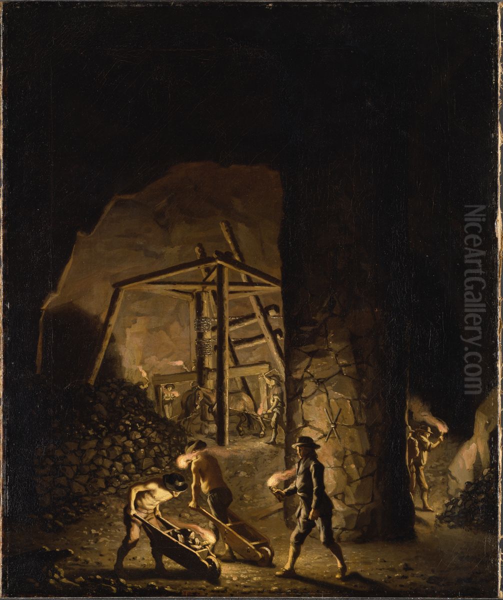 Gallery in Falun Copper Mine Oil Painting by Pehr Hillestrom