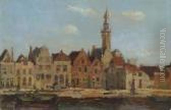 Blick Auf Den Hafen Von
 Veere Oil Painting by George Hendrik Breitner