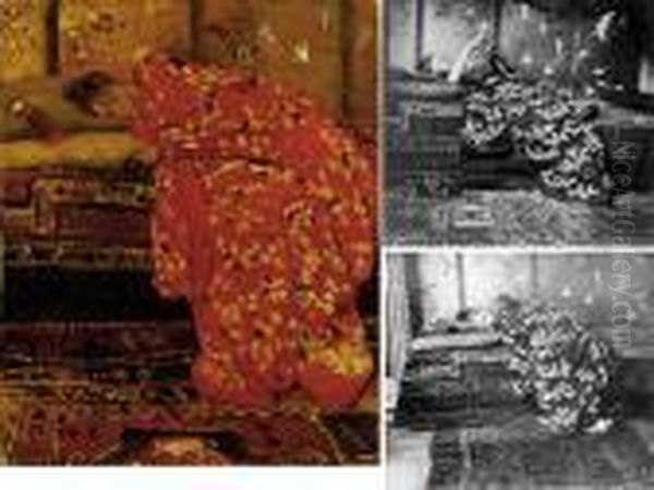 Meisje In Rode Kimono (geesje Kwak): Girl In A Red Kimono Oil Painting by George Hendrik Breitner