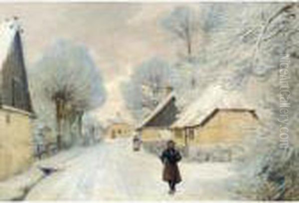 Parti Fra Naestved (view From Naestved) Oil Painting by Hans Anderson Brendekilde