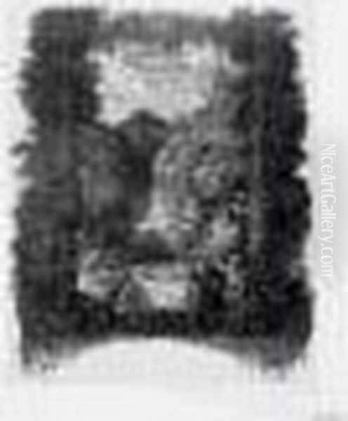 Frontispice Pour Fables Et Contes Par Hippolyte De
 Thierry-faletans. (version I). 1868-1878. Oil Painting by Rodolphe Bresdin