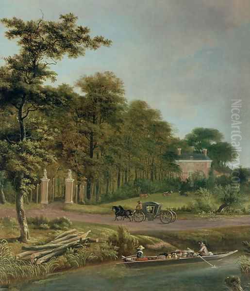 A Country House Oil Painting by J. & Velde, A.van Hackaert