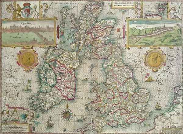 Map of the Kingdom of Great Britain and Ireland Oil Painting by Jodocus Hondius
