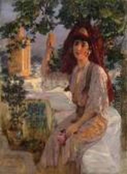 Young Girl Of Tlemcen, Algeria Oil Painting by Frederick Arthur Bridgman