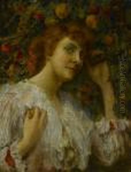 Lady With Peaches Oil Painting by Frederick Arthur Bridgman
