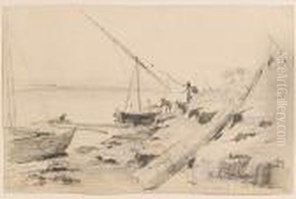 Five Sets Of Egyptian Landscape And Figure Studies Oil Painting by Frederick Arthur Bridgman