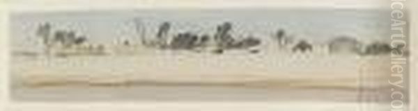 The River's Edge, Sohag; Passing A Nile Village Oil Painting by Frederick Arthur Bridgman