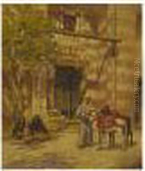 Entrance To A Mosque Oil Painting by Frederick Arthur Bridgman