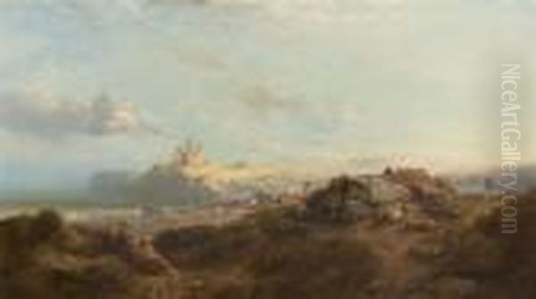 Bamburgh Castle Oil Painting by Henry Bright
